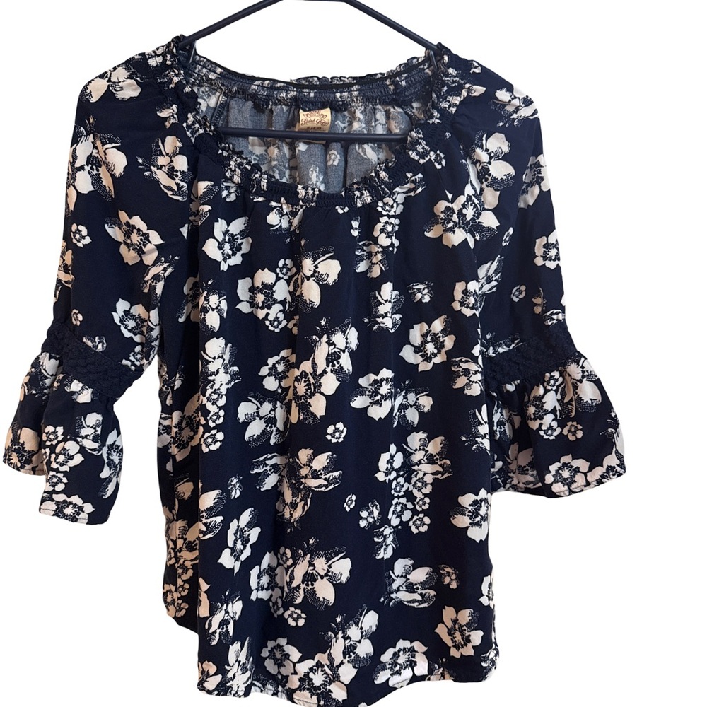Faded Glory Navy Floral Blouse